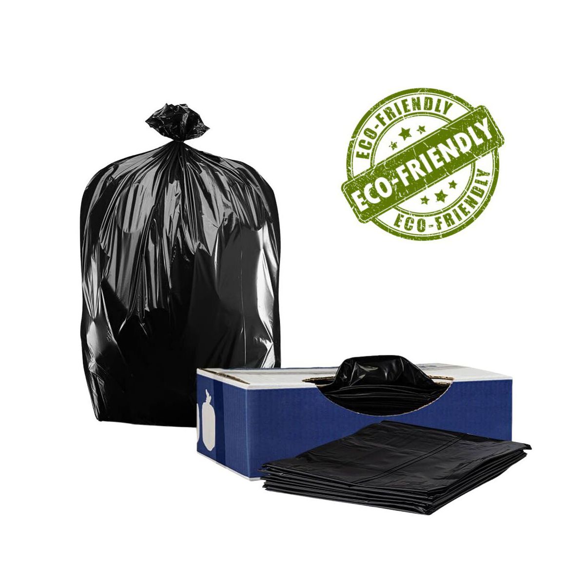Plasticplace 33 Gallon Trash Bags, 100 Count, Black, 33 x 39 in, 2.0 mil equivalent