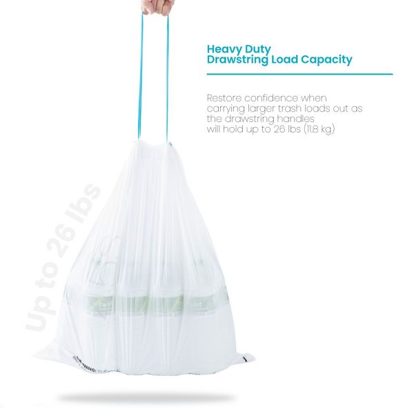 Home Zone Living 12 Gallon Drawstring Tall Kitchen Trash Bags, Code 45S, 60 Count