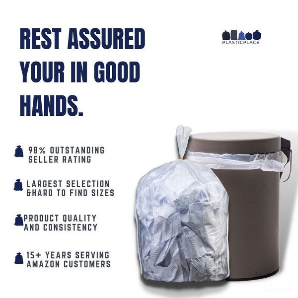 Plasticplace 12-16 Gallon High-Density Trash Bags, 1000 Count, Clear, 24 x 33 in, 8 microns