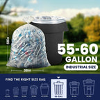Plasticplace 55-60 Gallon Trash Bags, 50 Count, Clear, 38 x 58 in, 1.5 mil