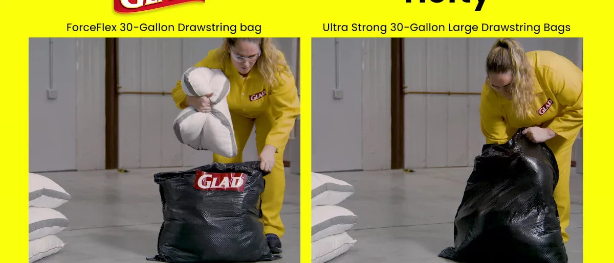 Glad 30 Gallon ForceFlex+ Drawstring Large Trash Bags, 68 Count, Black