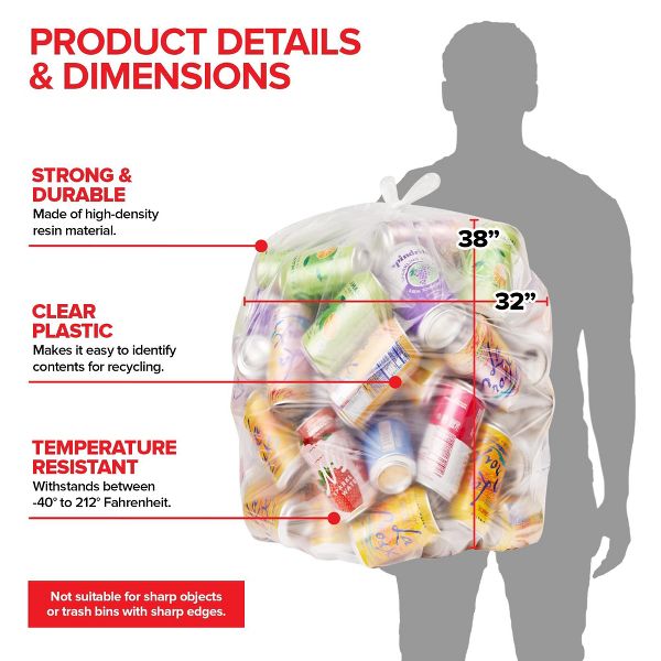 30-33 Gallon Multi-Purpose Trash Bags, 250 Count, Clear