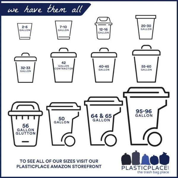 Plasticplace 42 Gallon Trash Bags, 100 Count, Black, 40 x 47 in, 1.7 mil equivalent