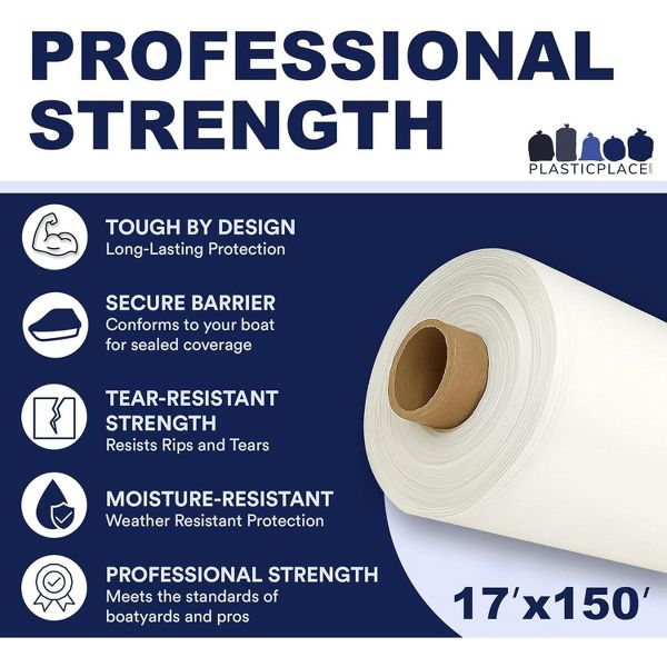 Plasticplace Heavy-Duty Boat and Equipment Shrink Wrap, LLDPE, 17 ft. x 150 ft.