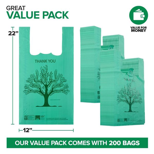 Shopping Bags with Handles, 200 Count