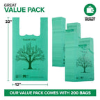 Shopping Bags with Handles, 200 Count