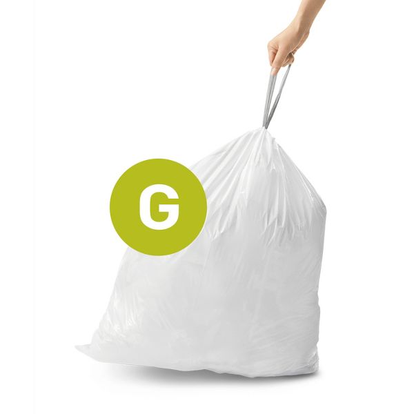 simplehuman 30 L Code G Custom-Fit Drawstring Trash Bags, 200 Count, White