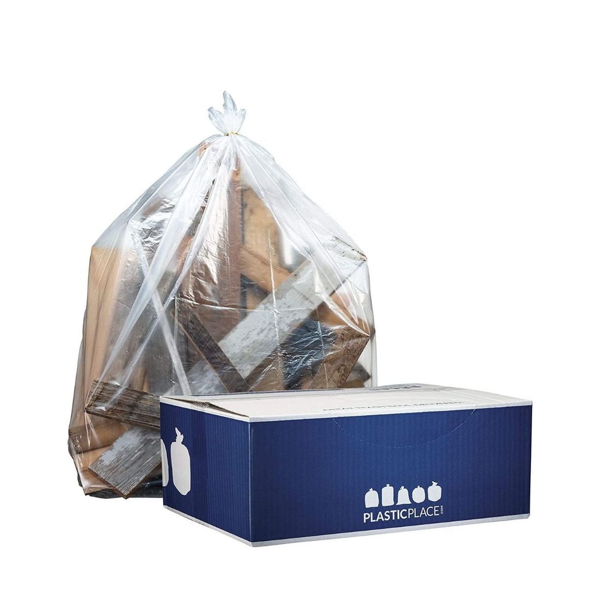 Plasticplace 32-33 Gallon Trash Bags, 100 Count, Clear, 1.2 mil