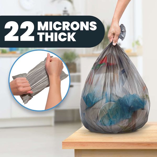 Hand-E 7-10 Gallon Large Trash Bags, 50 Count, Gray, Clear, 22 microns