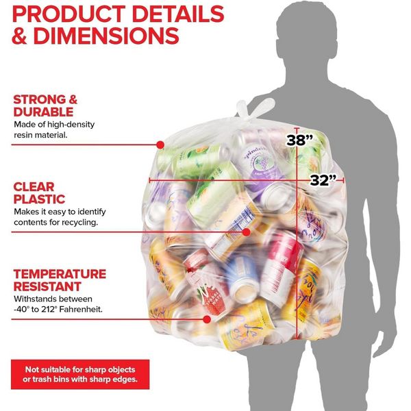 30-33 Gallon Multi-Purpose Trash Bags, 500 Count, Clear