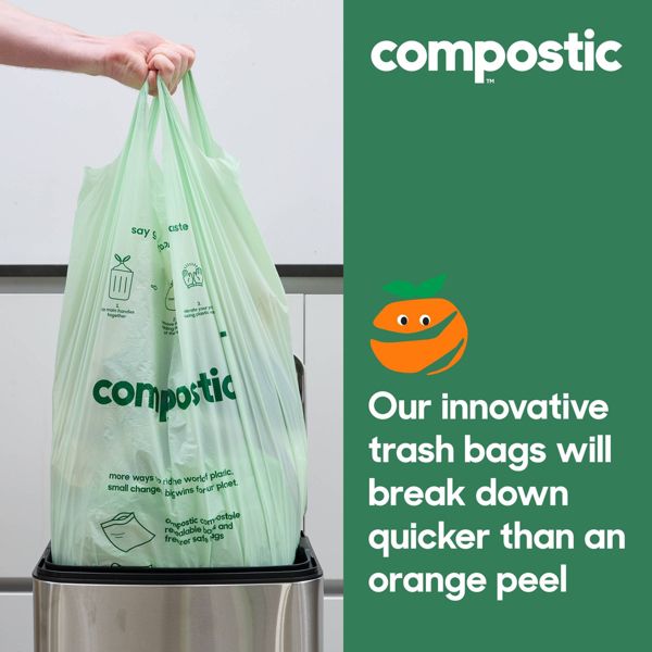 Compostic 13 Gallon Compostable Trash Bags, 24 Count
