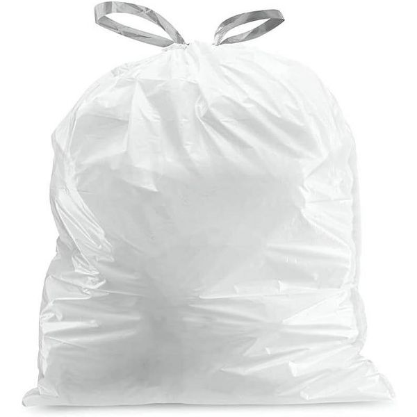 Plasticplace 10-10.5 Gallon / 38-40 L Drawstring Trash Bags, Compatible with simplehuman Code J, White, 21 x 28 in
