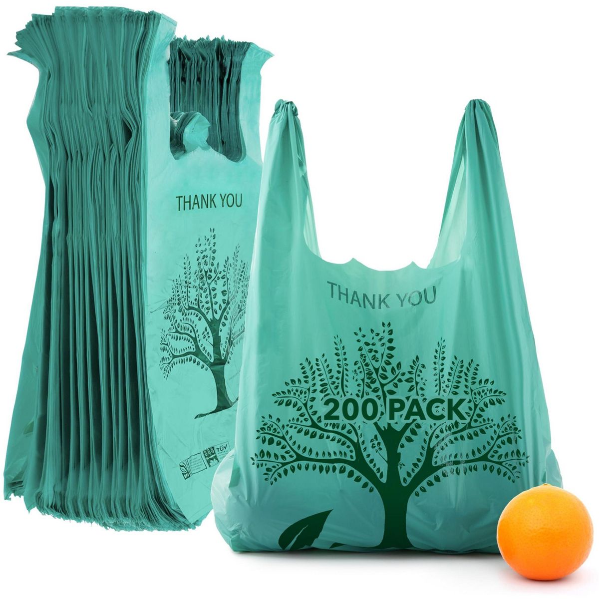 Shopping Bags with Handles, 200 Count